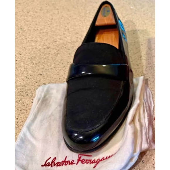 Salvatore Ferragamo Dean Black Suede Loafers Mens 11.5 EE Wide Dress Shoes Italy main image 6